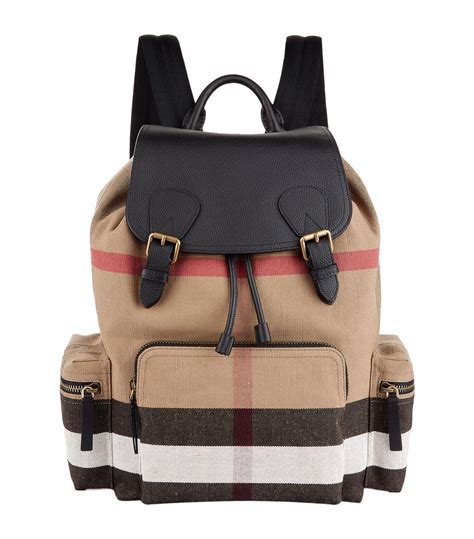 burberry large rucksack in canvas check and leather|burberry women's clothing.